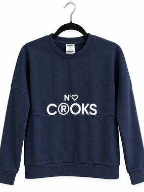 Crooks & Castles Men’s Medium Navy Blue Logo Crewneck Sweatshirt Pullover